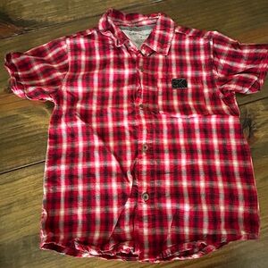 Calvin Klein Red and Black Checkered Shirt
